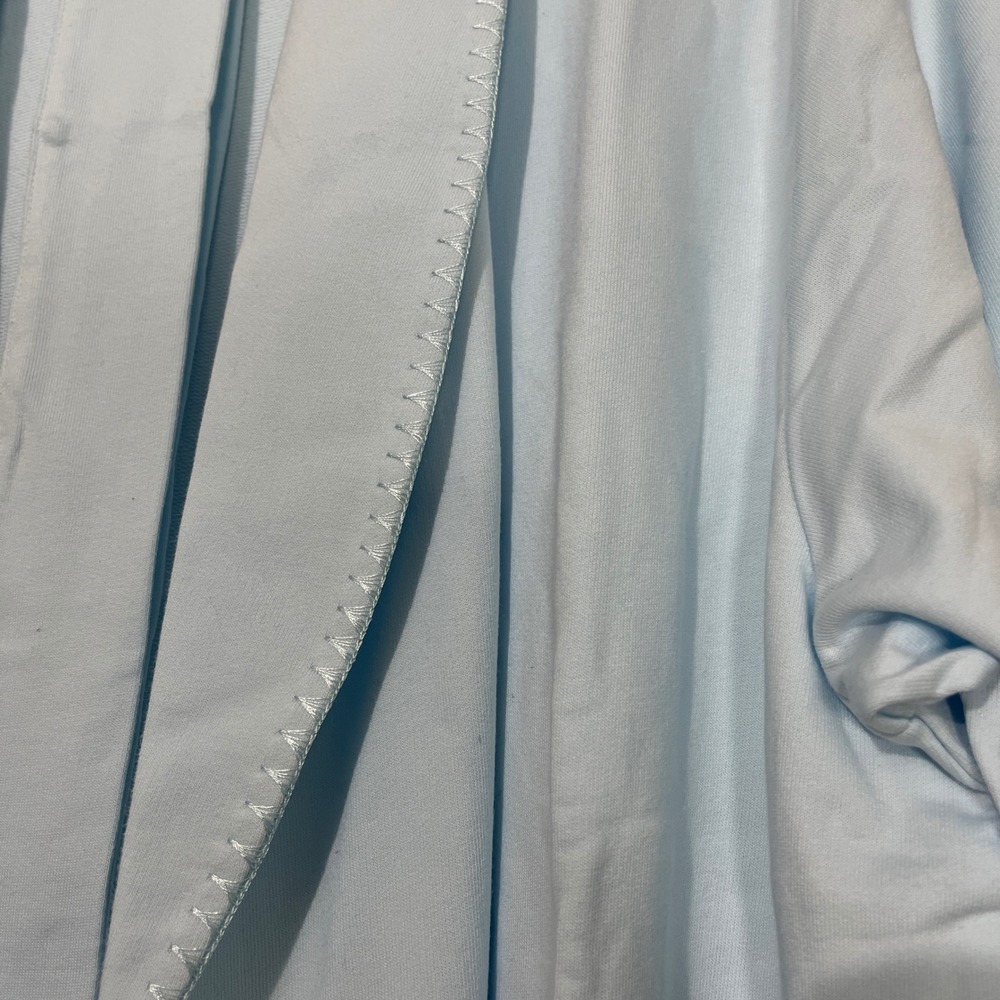 Talbots Robe Women Medium Light Blue Cotton French Terry Blanket Stitch Long NWT - Picture 3 of 7